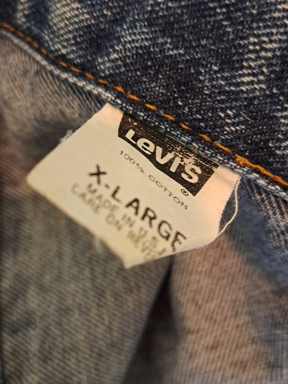 Levi’s Vintage XL Denim Trucker Jacket Southwestern Aztec Fabric Panels 70598 - Picture 8 of 14